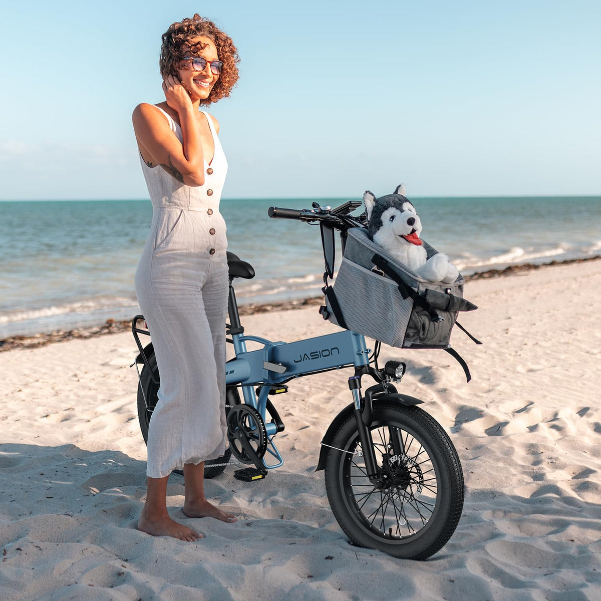Jasion EB6 Foldable Electric Bike for Adults, 1200W Peak Motor 25 MPH EBike
