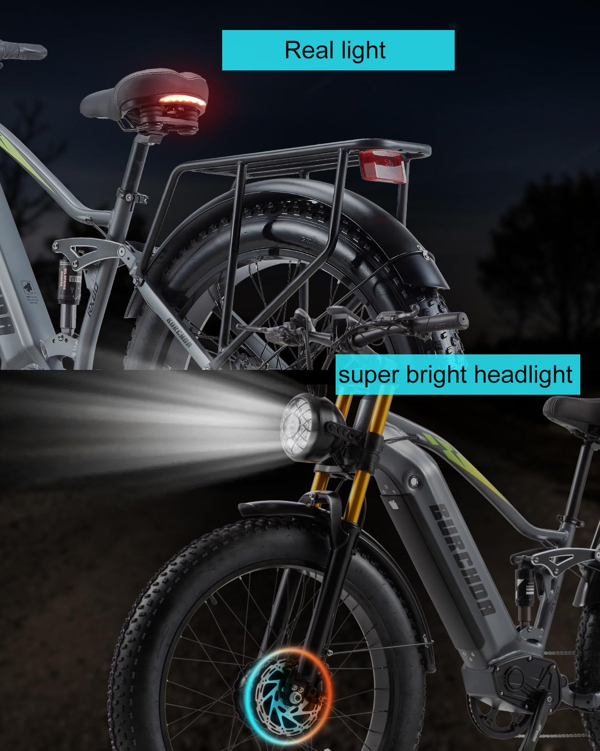 BIGUODIR 3000W Peak AWD Dual Motor Electric Bike for Adults Foldable