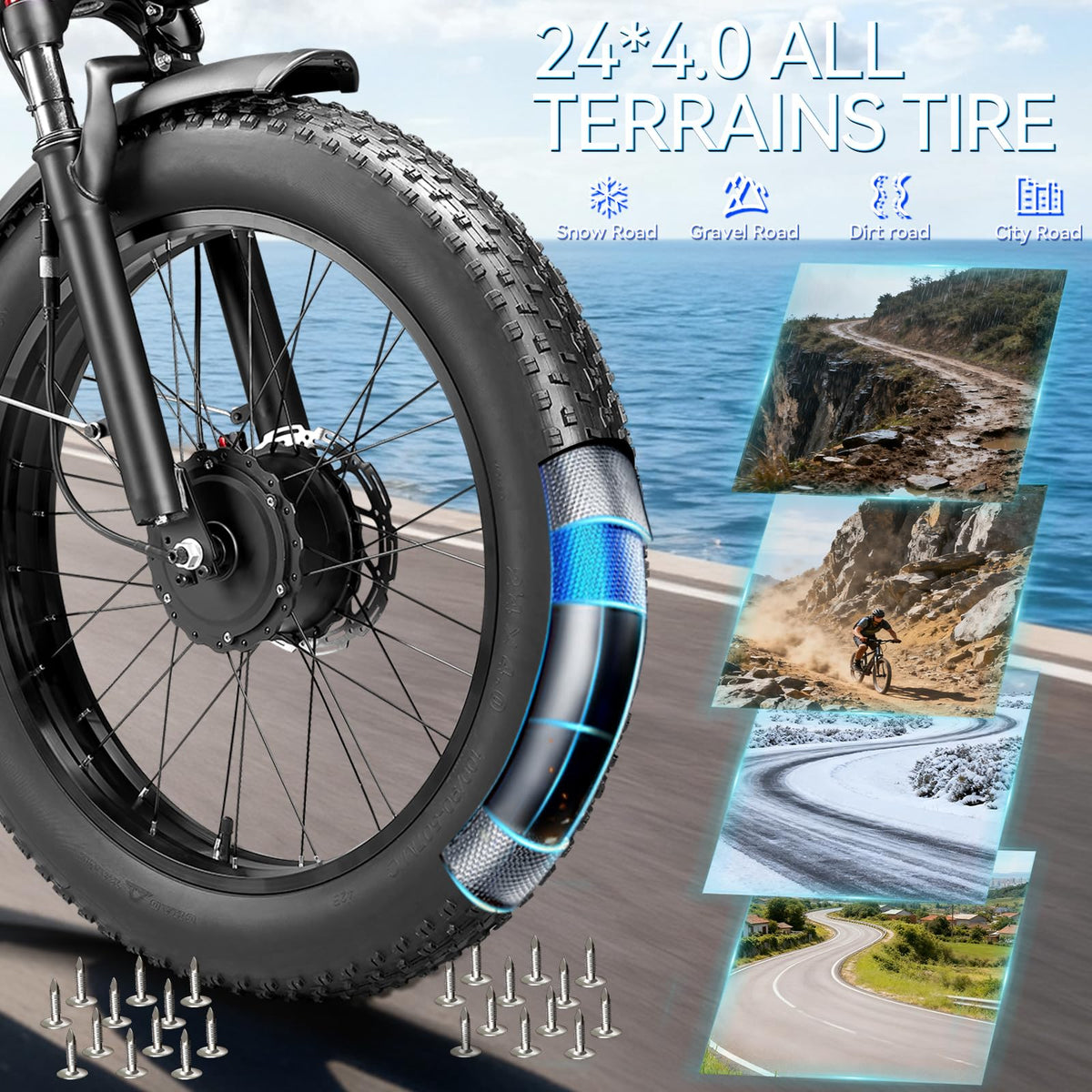 9000W-Peak 58V Peak 34Ah Dual-Motor-Ebike for Adult Max 48MPH Up to 105 Mi