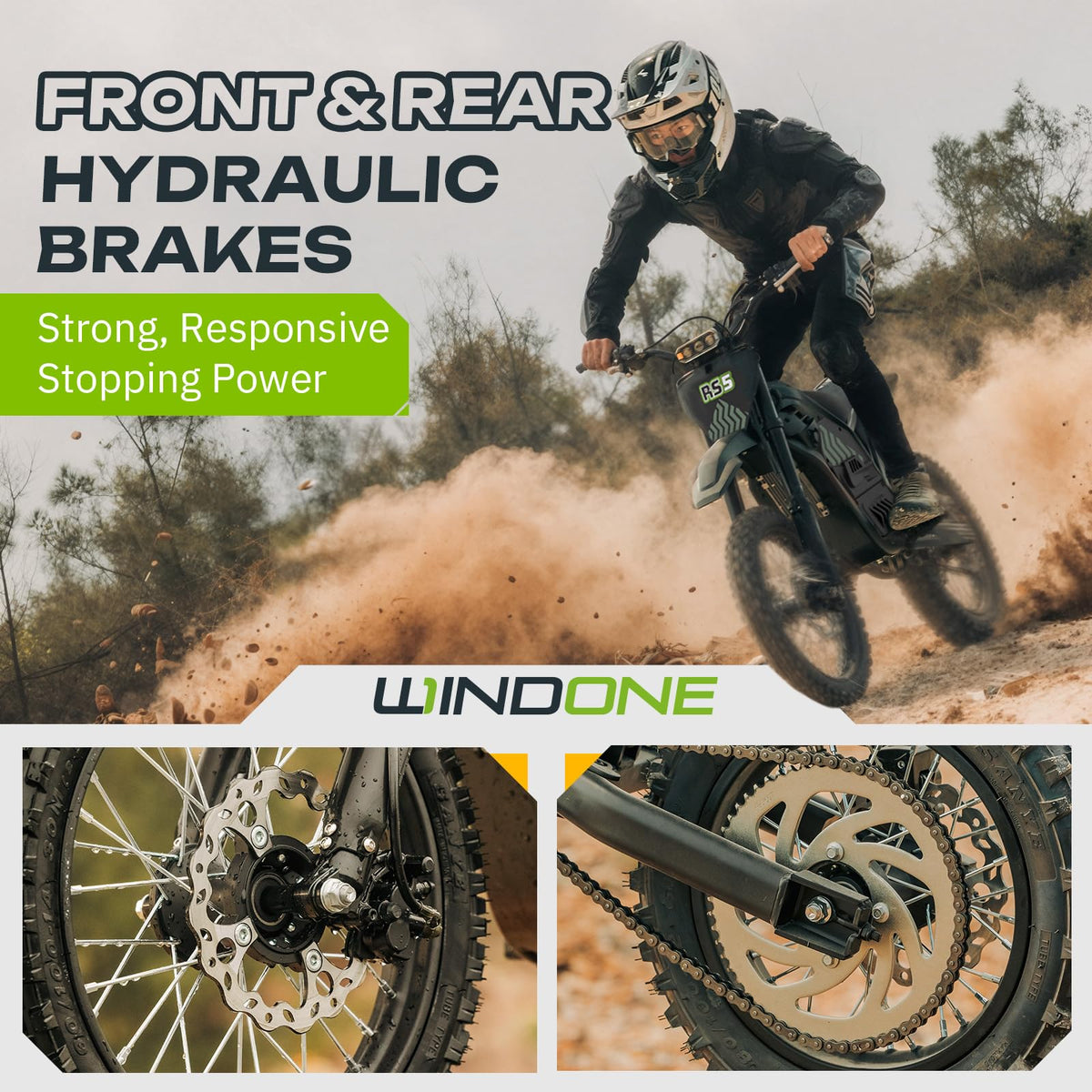 Windone RS5 Electric Dirt Bike for Teens & Adults (13+), Up to 37 MPH, 45 Miles Range, 2200W Peak Motor