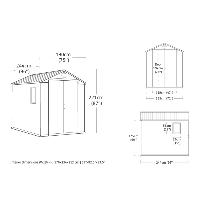 Keter Darwin 6 x 8ft Shed - Grey