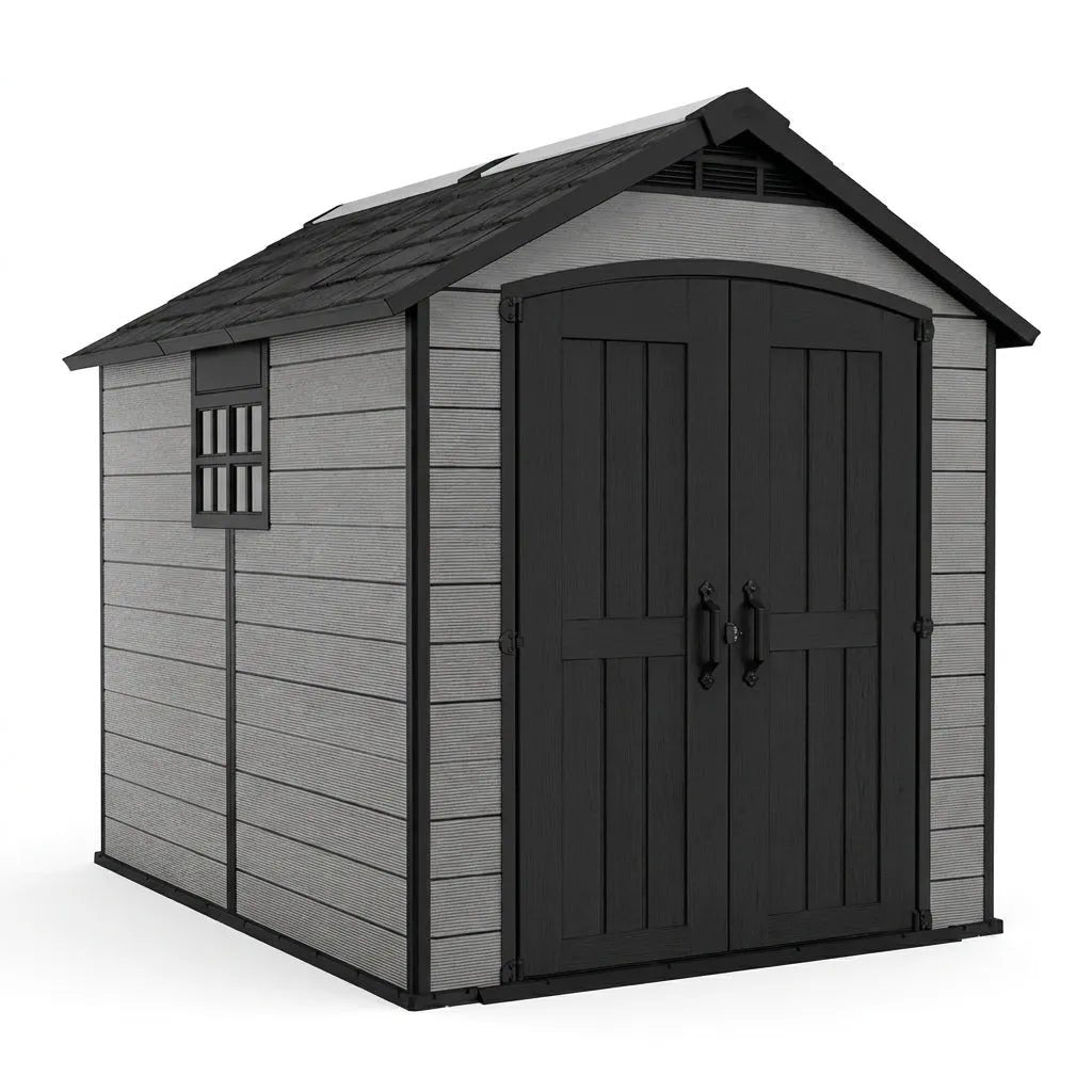 Keter 7.5×9 Premier Heavy Duty Plastic Shed Grey
