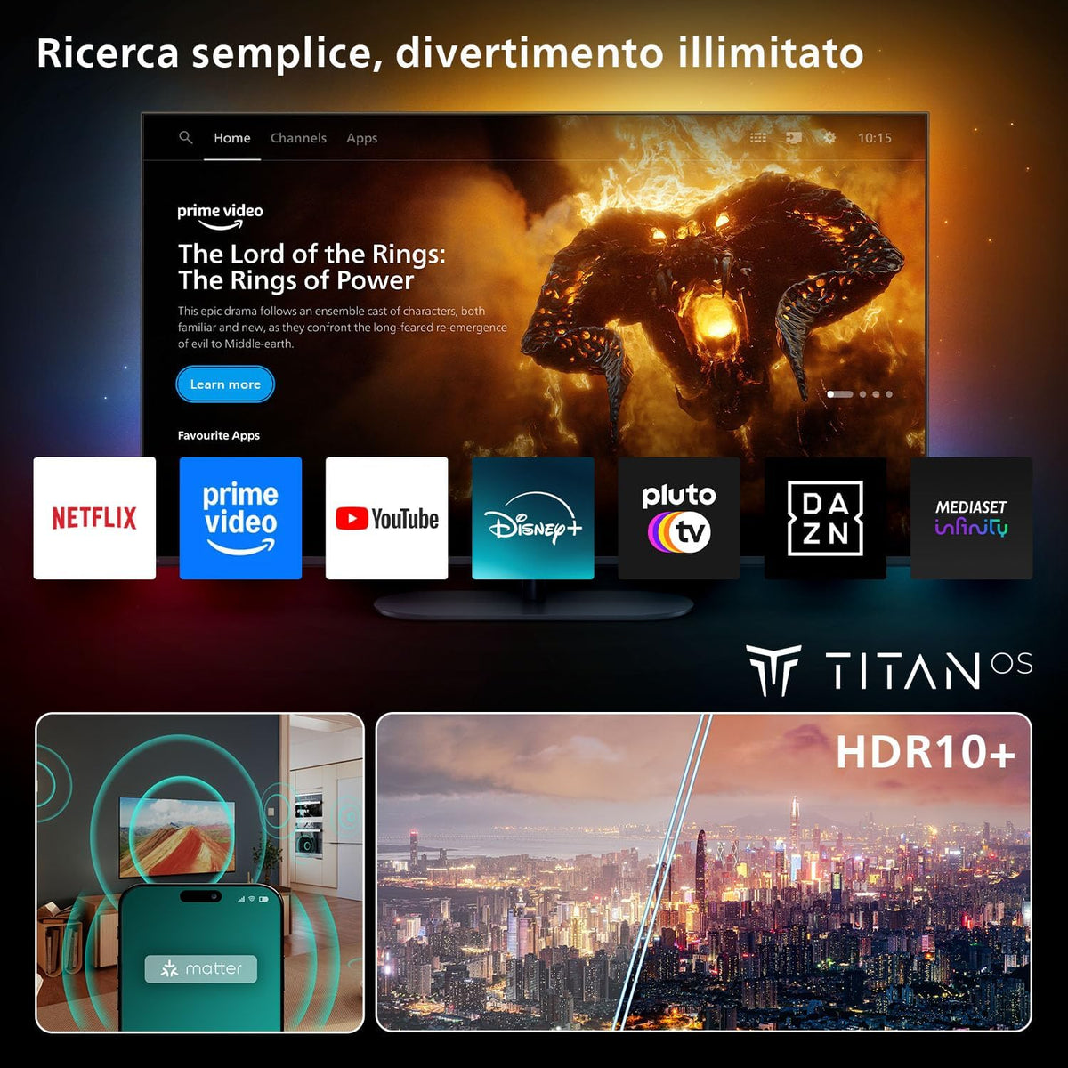 43PUS7810 4K LED Smart TV - Display 43'' with Platform Titan OS, Pixel Precise Ultra HD and Dolby Atmos Sound - Works with Alexa and Google Voice Assistant
