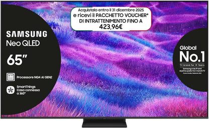 Smart TV 65'' QE65QN83FAUXZT Neo QLED 4K Mini LED, NQ4 AI Gen2 Processor, 4K AI Upscaling, AI Customization Mode, Dolby Atmos & OTS Lite, Simple Chamfer Design, 2025