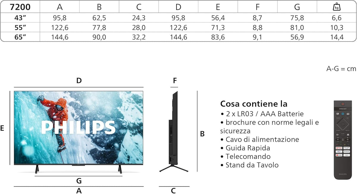 55PUS7200 4K LED Smart TV - Display 55'' with Platform Titan OS, Pixel Precise Ultra HD and Dolby Atmos Sound - Works with Alexa and Google Voice Assistant