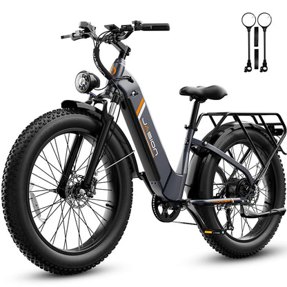 Jasion Thunder Electric Bike for Adults,1800W Peak Fat Tire E Bikes,26''x 4'',80 Miles with 864Wh Removable Battery Ebike