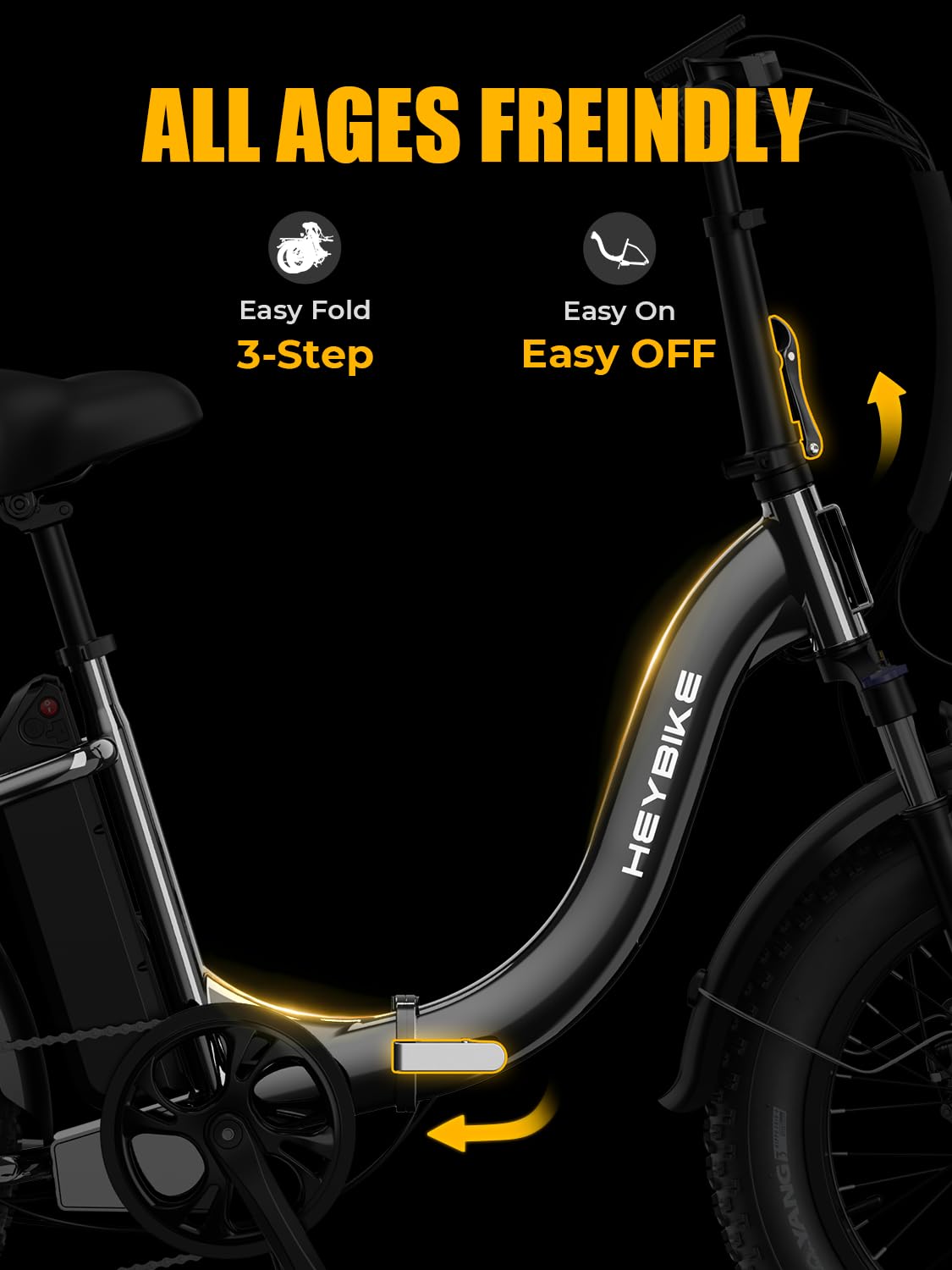 Heybike Ranger 2.0 Folding Electric Bike for Adults, 1400W Peak Motor Ebike
