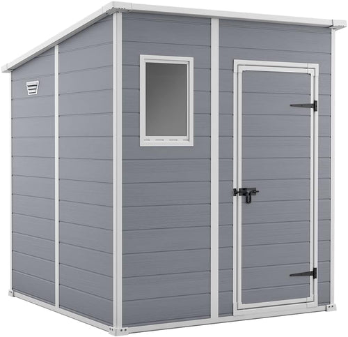 6 x 6 ft Outdoor Garden Storage Shed with Single Door, Window & Heavy-Duty Floor Panel