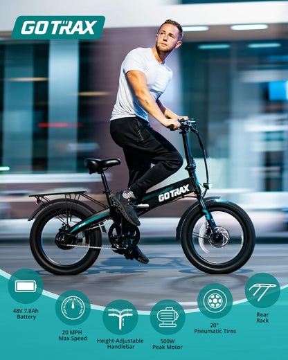 Gotrax R1 20" Folding Electric Bike with 40 Miles Range by 48V Battery