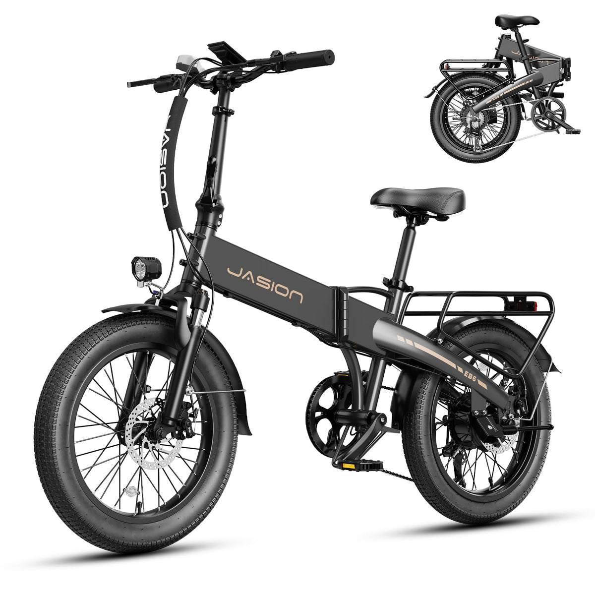 Jasion EB6 Foldable Electric Bike for Adults, 1200W Peak Motor 25 MPH EBike