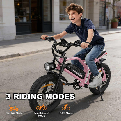 AVDLBIKE Electric Bike, 16'' Fat Tire eBike for Adults, 500W E-Bike with 36V/12.8Ah Removable Battery