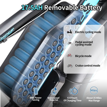 KETELES Ebikes for Adults, AWD Dual Motor Ebike Peak 6000W 26” Electric Bike Fat Tire, 52V 26AH Battery