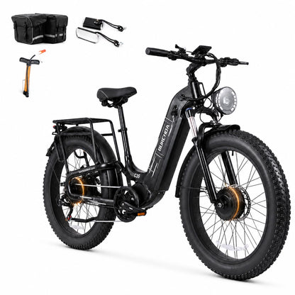 5000W Peak AWD Dual Motor Electric Bike for Adults Up to 90 Mi Long Range