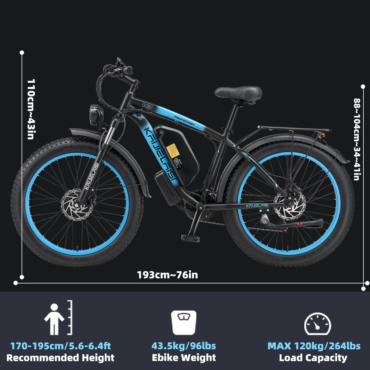 AWD Electric Bike for Adults, Peak 4000W Power 26” Fat Tire Ebike Dual Motor Electric Bicycles 48V 22.4AH Removable Battery