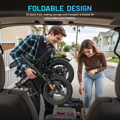 Folding Electric Bike for Adults and Teens, 14" E Bike for Daily Commuting