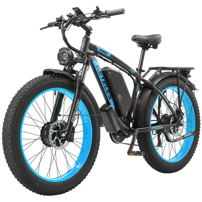 KETELES Ebikes for Adults, AWD Dual Motor Ebike, 26'' Fat Tire Peak 750W E-Bike with 48V 22.4AH Battery