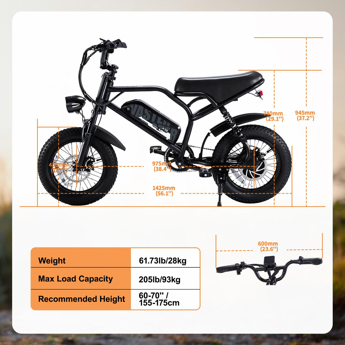 AVDLBIKE Electric Bike, A13 16'' Ebike for Teens, 500W Fat Tire E-Bike with 36V/12.8Ah Removable Battery
