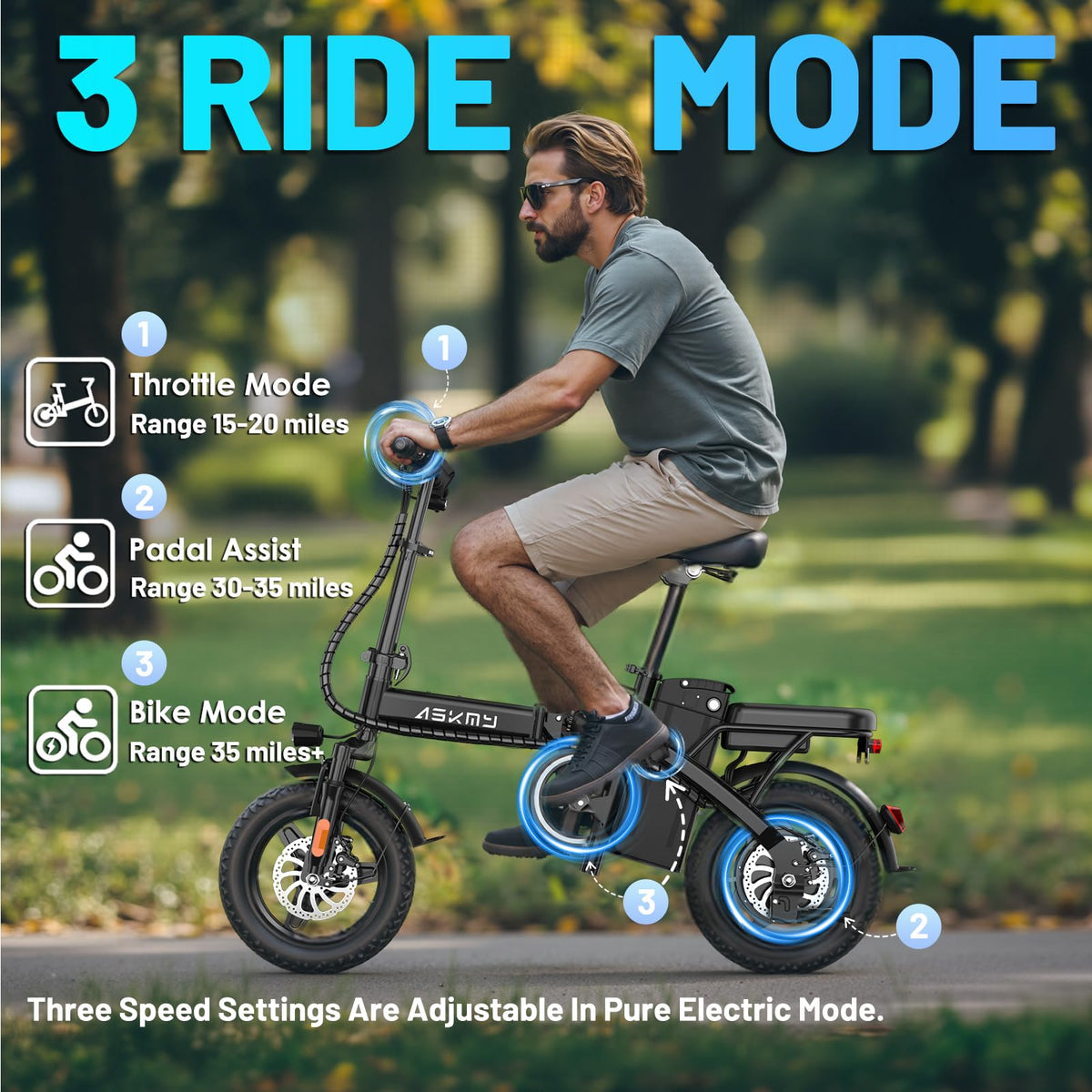 Folding Electric Bike for Adults and Teens, 14" E Bike for Daily Commuting