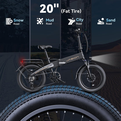 Jasion EB6 Foldable Electric Bike for Adults, 1200W Peak Motor 25 MPH EBike