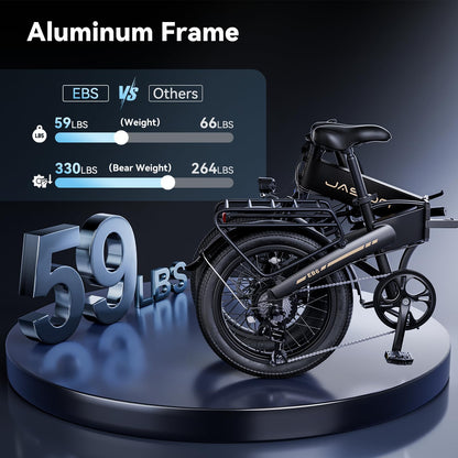 Jasion EB6 Foldable Electric Bike for Adults, 1200W Peak Motor 25 MPH EBike