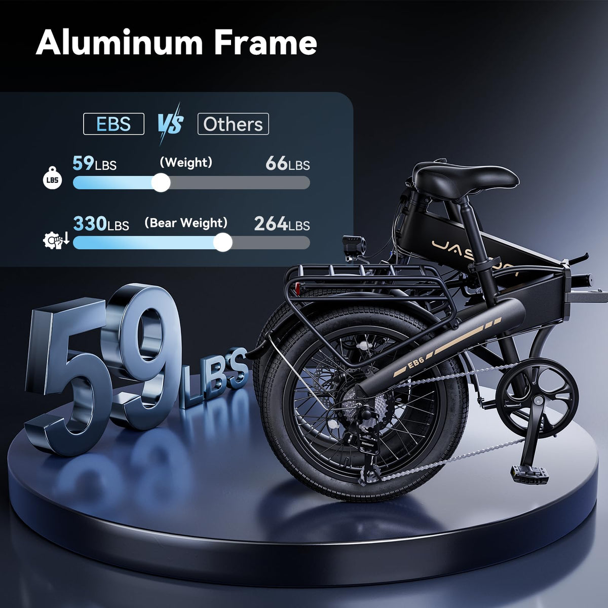 Jasion EB6 Foldable Electric Bike for Adults, 1200W Peak Motor 25 MPH EBike
