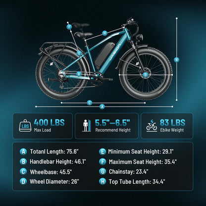 Jasion EB5 MAX Electric Bike for Adults 2000W Peak Motor, 48V 15Ah Battery