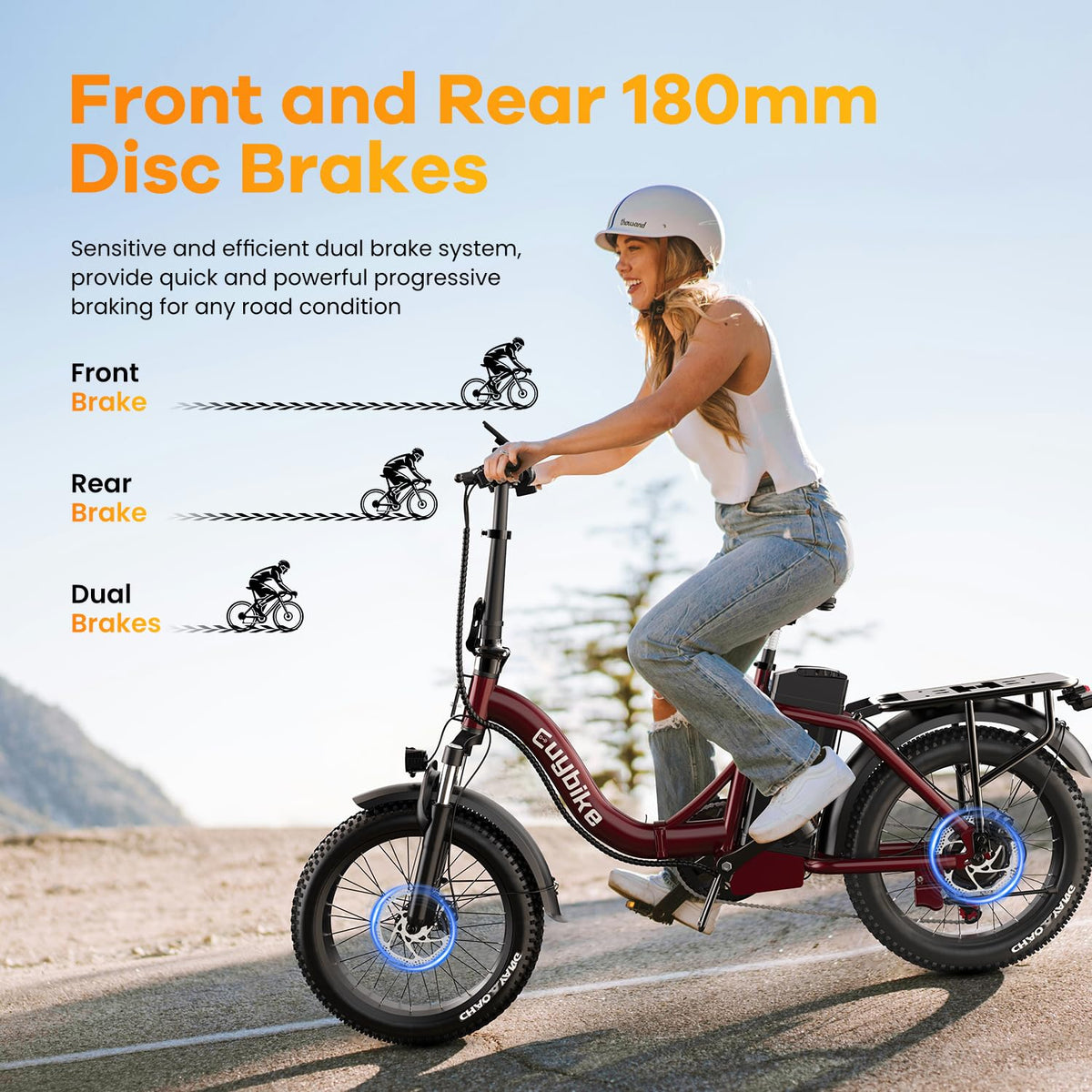 Folding Electric Bike for Adults with Peak 1000W Motor, 48V 20AH Battery up to 80 Miles, 20" Fat Tire All Terrain Ebike