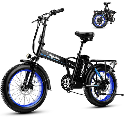 EUYBIKE Foldable Electric Bike for Adults, 48V 20Ah Removable Lithium Battery up to 80Miles, 20" Fat Tire 1000W Peak Motor Dirt Ebike