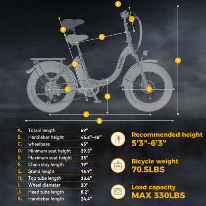 Heybike Ranger 2.0 Folding Electric Bike for Adults, 1400W Peak Motor Ebike