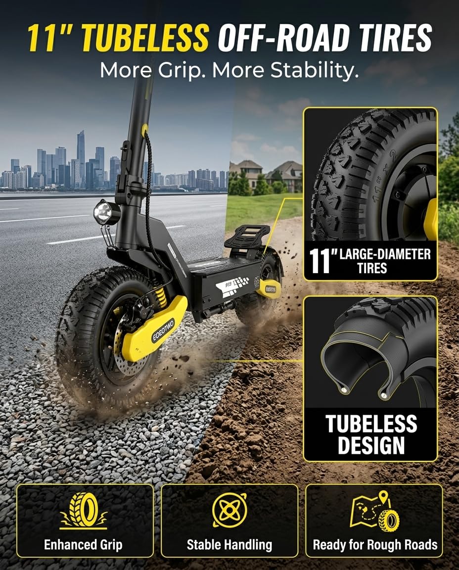 Electric Scooter for Adults, 11" Off-Road Tires, Fast E Scooter