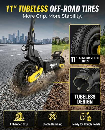 Electric Scooter for Adults, 11" Off-Road Tires, Fast E Scooter