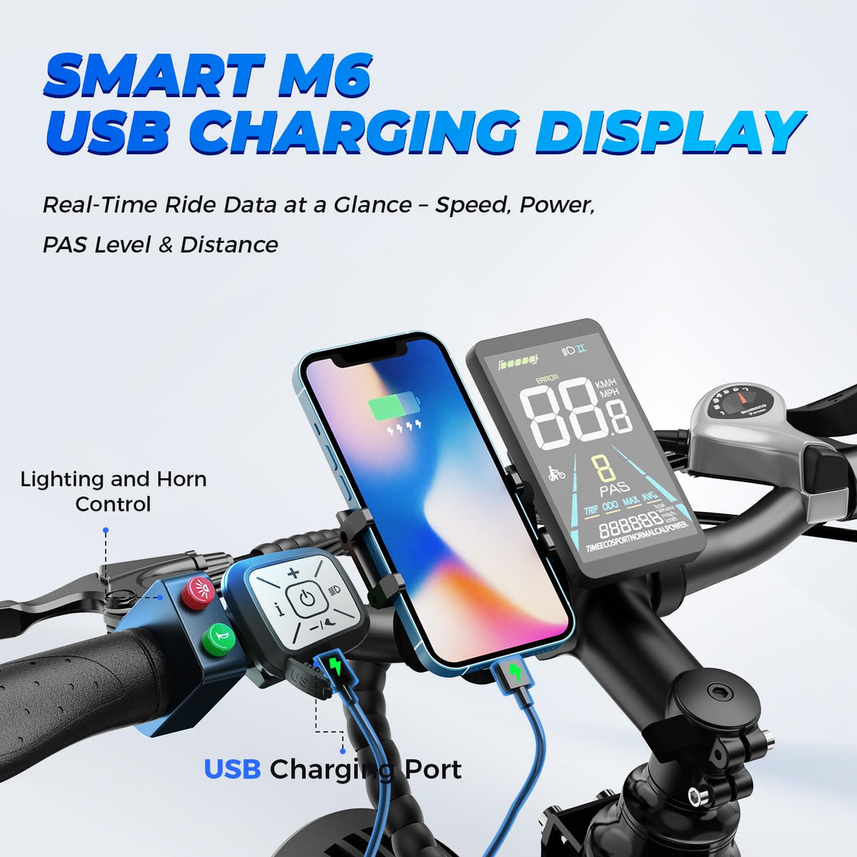 Aipas M1 Pro Electric Bike for Adults, 26 x 4 Fat Tires, 48V 17.5Ah Battery
