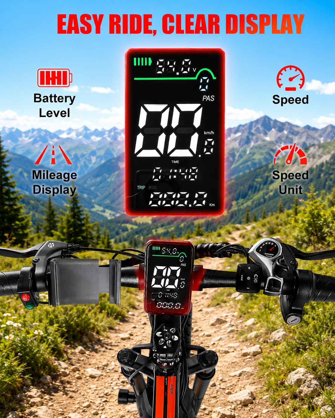 EOEOTWO Electric Bike for Adults, 1500W Peak E-Bikes, 26" Fat Tire Ebikes