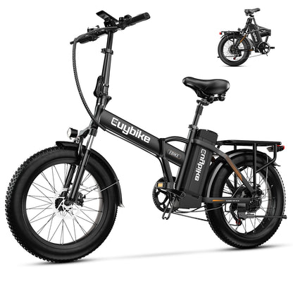 EUYBIKE Foldable Electric Bike for Adults, 48V 20Ah Removable Battery up to 80Miles, 20" Fat Tire 1000W Dirt Ebike