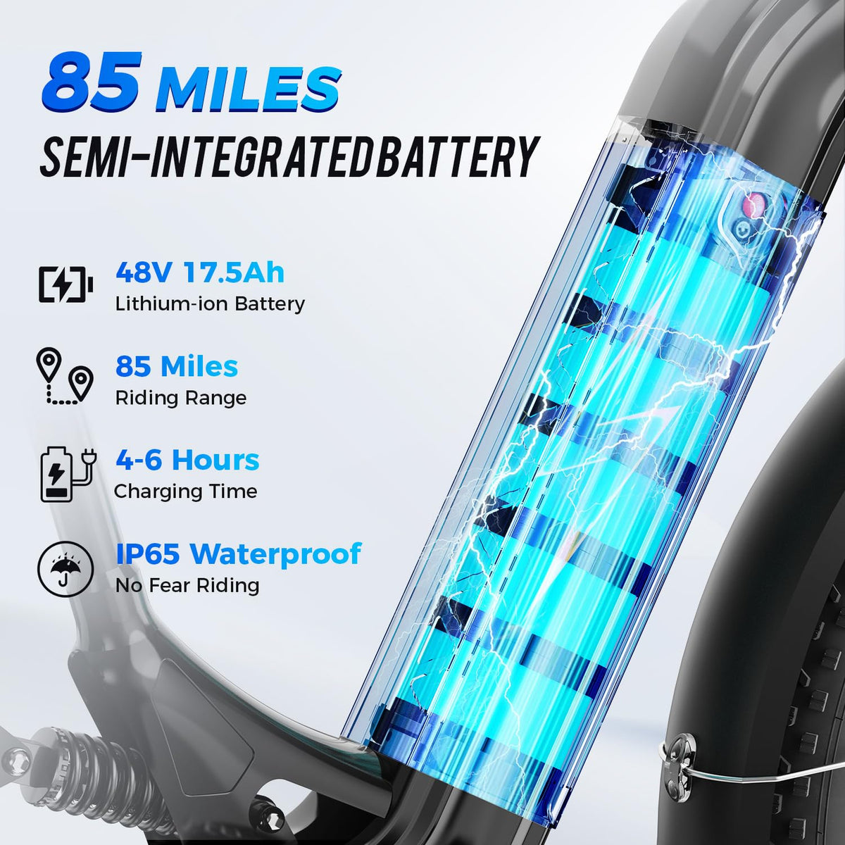 Aipas M1 Max Electric Bike for Adults, 26"x4" Fat Tire Ebike Air Suspension