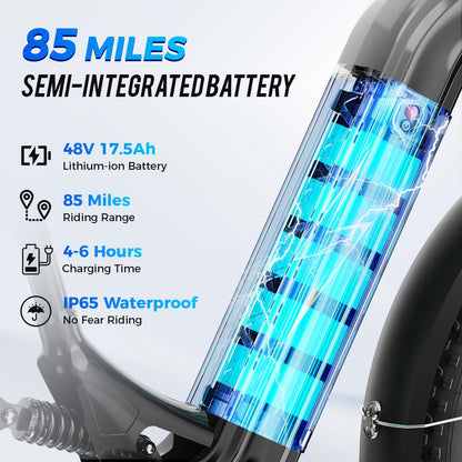 Aipas M1 Max Electric Bike for Adults, 26"x4" Fat Tire Ebike Air Suspension