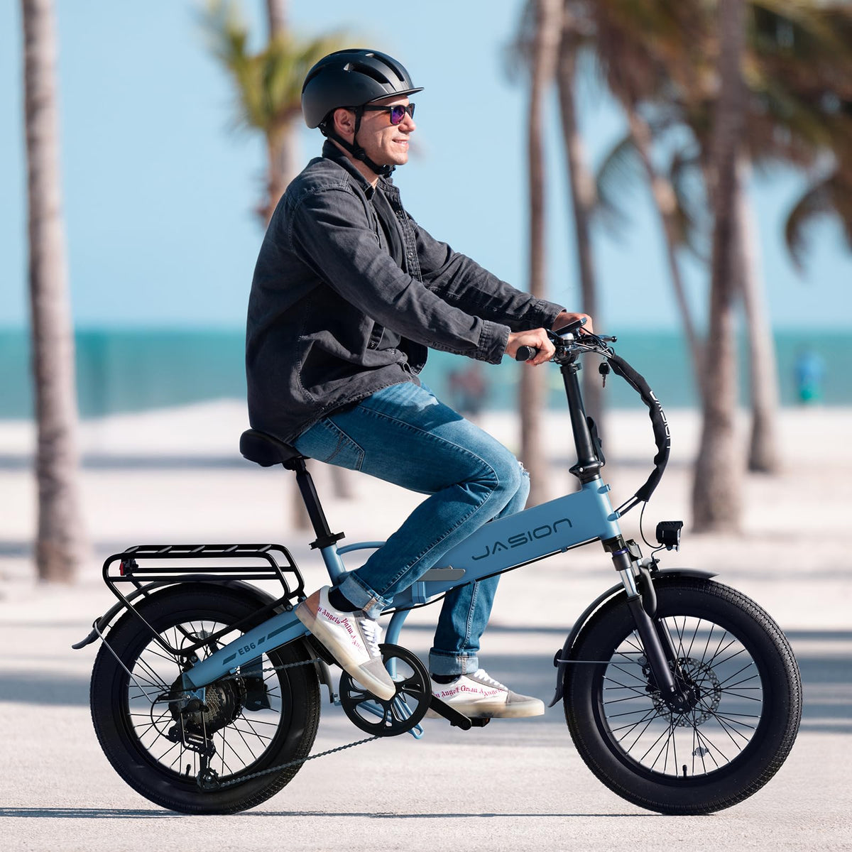 Jasion EB6 Foldable Electric Bike for Adults, 1200W Peak Motor 25 MPH EBike