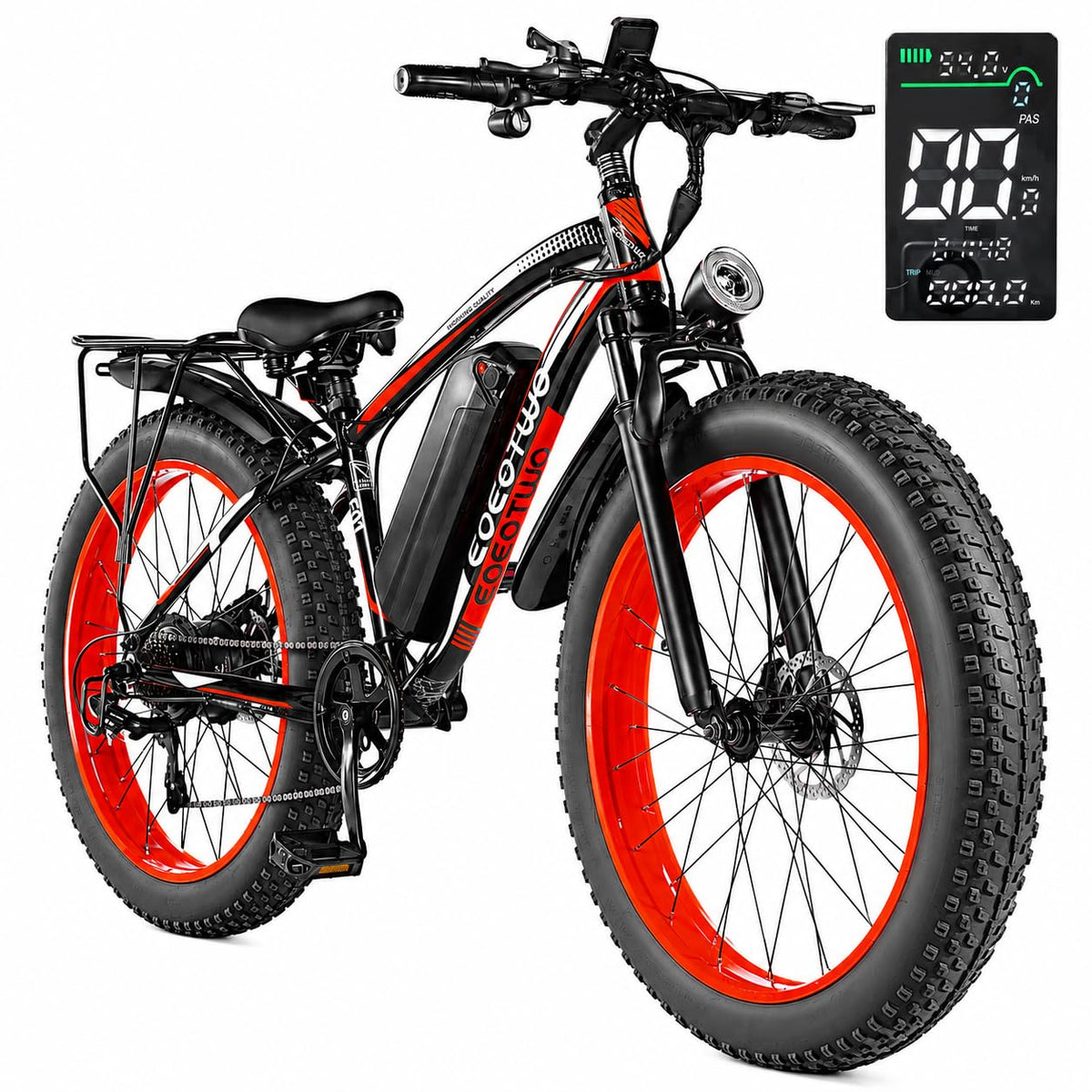 EOEOTWO Electric Bike for Adults, 1500W Peak E-Bikes, 26" Fat Tire Ebikes