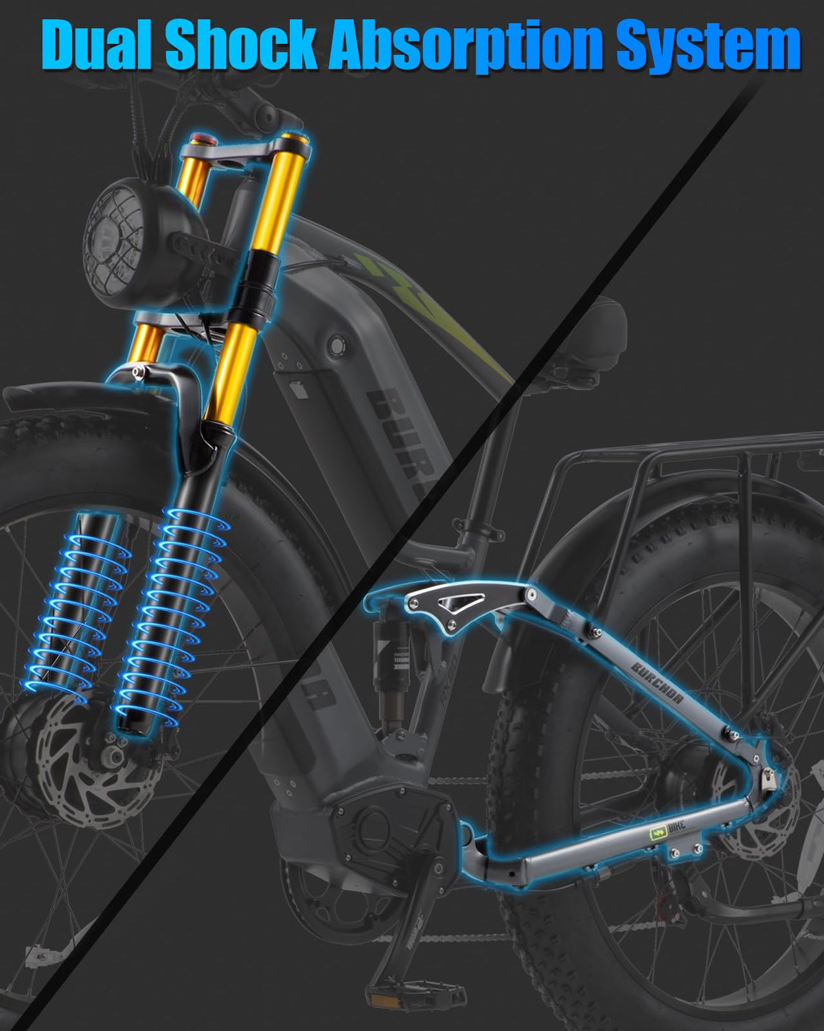 BIGUODIR 3000W Peak AWD Dual Motor Electric Bike for Adults Foldable