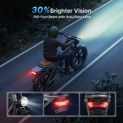 DEEPOWER QS7 Electric Bike for Adults, 2000W Peak Power 28MPH E-Bike, 48V 20Ah/35Ah/60Ah Battery
