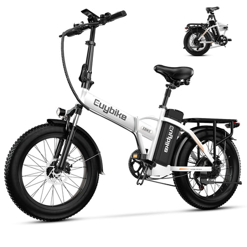 EUYBIKE Foldable Electric Bike for Adults, 48V 20Ah Removable Battery up to 80Miles, 20" Fat Tire 1000W Dirt Ebike
