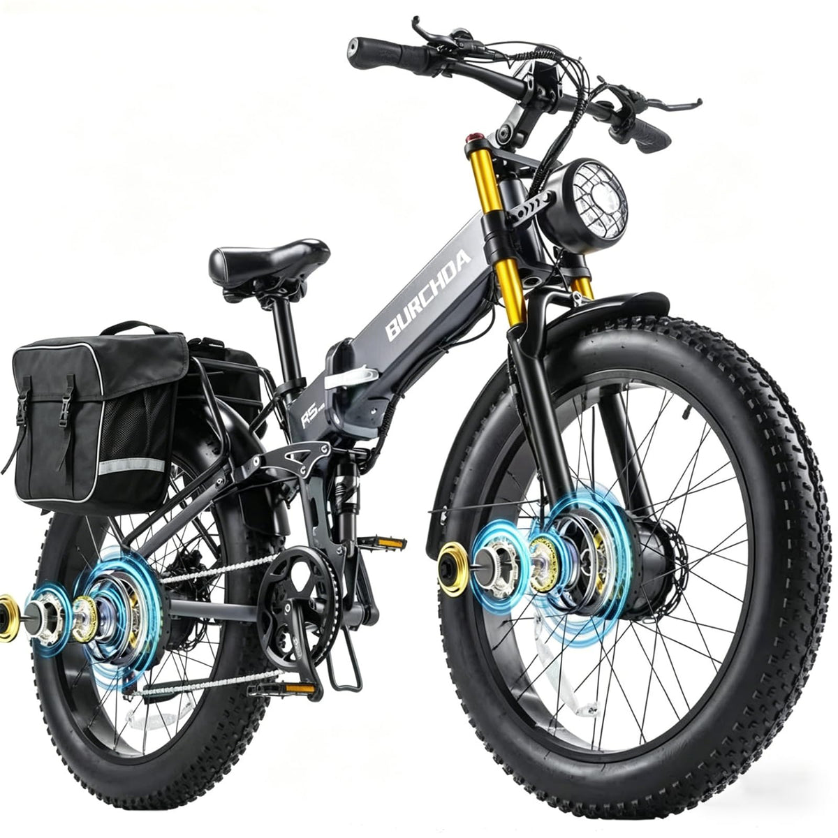 5000W Peak AWD Dual Motor Electric Bike for Adults Up to 90 Mi Long Range