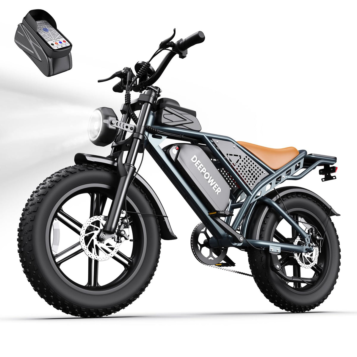 DEEPOWER QS7 Electric Bike for Adults, 2000W Peak Power 28MPH E-Bike, 48V 20Ah/35Ah/60Ah Battery