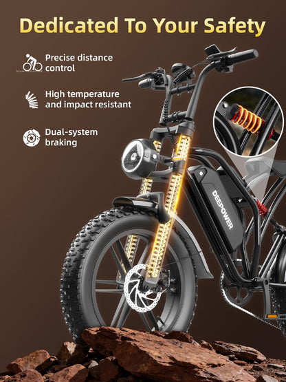DEEPOWER S20 Electric Bike for Adults, 1500W Peak Motor, Up to 32MPH, 48V 25AH Removable Battery
