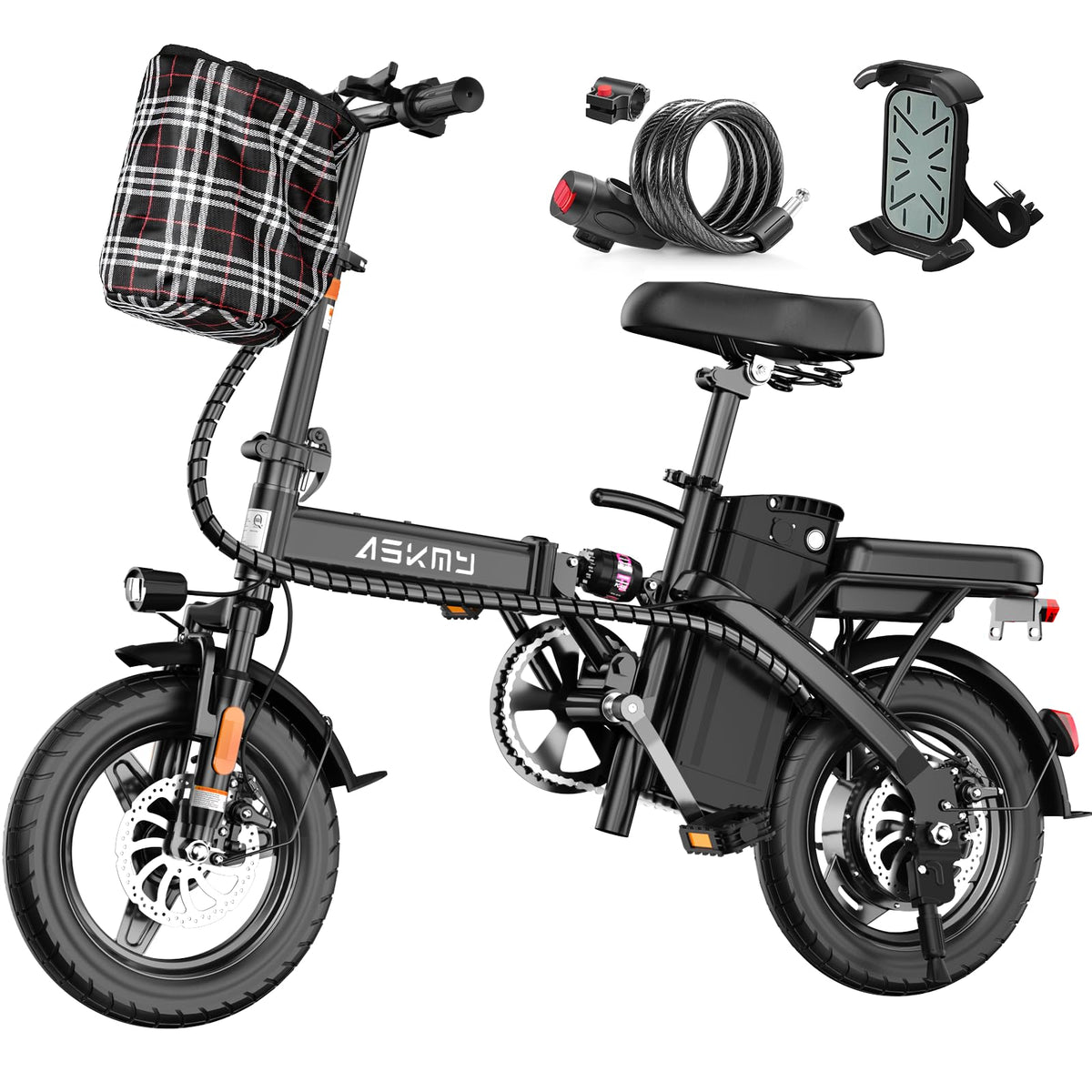Folding Electric Bike for Adults and Teens, 14" E Bike for Daily Commuting