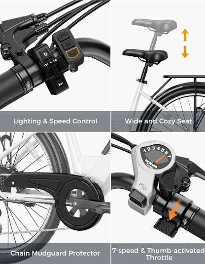 Jasion Roamer/ST Electric Bike for Adults, 26'' Commuter Ebike 1200W 528WH Removable Battery
