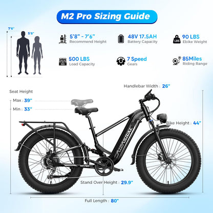 LEONX M2 Pro Electric Bike for Adults, 1800W Peak Motor, 85-Mile Long Range