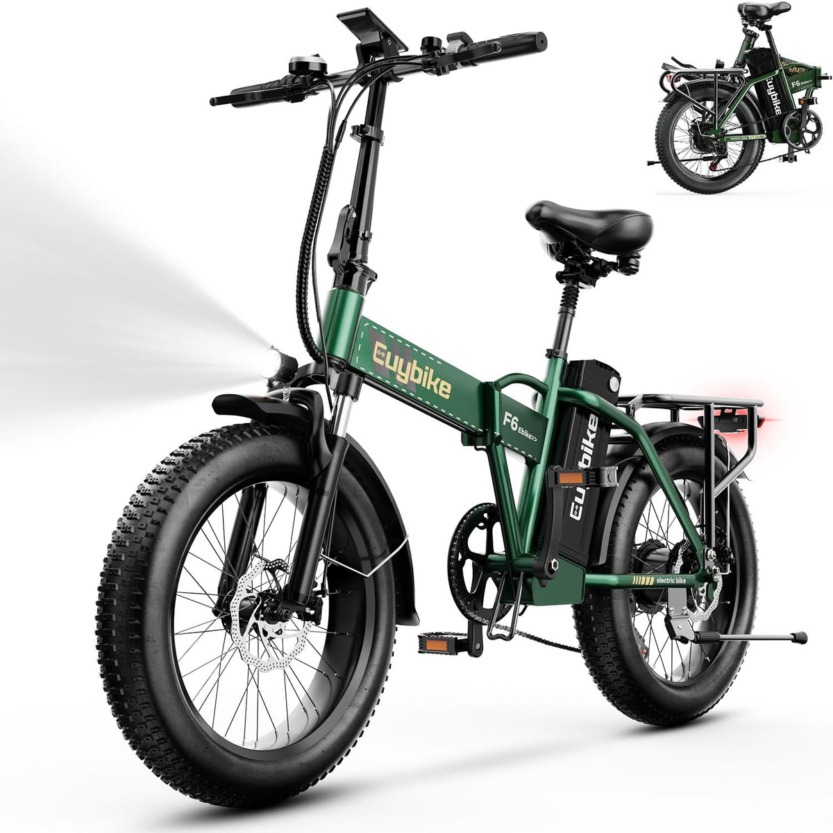 EUYBIKE Foldable Electric Bike for Adults, 48V 20Ah Removable Lithium Battery up to 80Miles, 20" Fat Tire 1000W Dirt Ebike