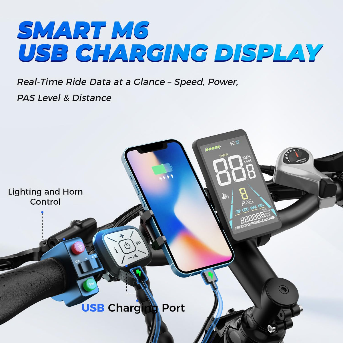 Aipas M1 Max Electric Bike for Adults, 26"x4" Fat Tire Ebike Air Suspension