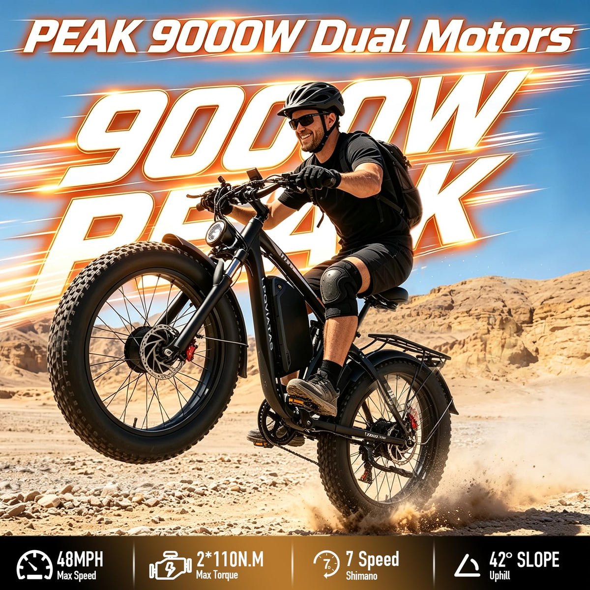 Peak-9000W-Dual-Motor-Electric-Bike Adults, 58V Peak 34AH Max 48MPH 105Mi